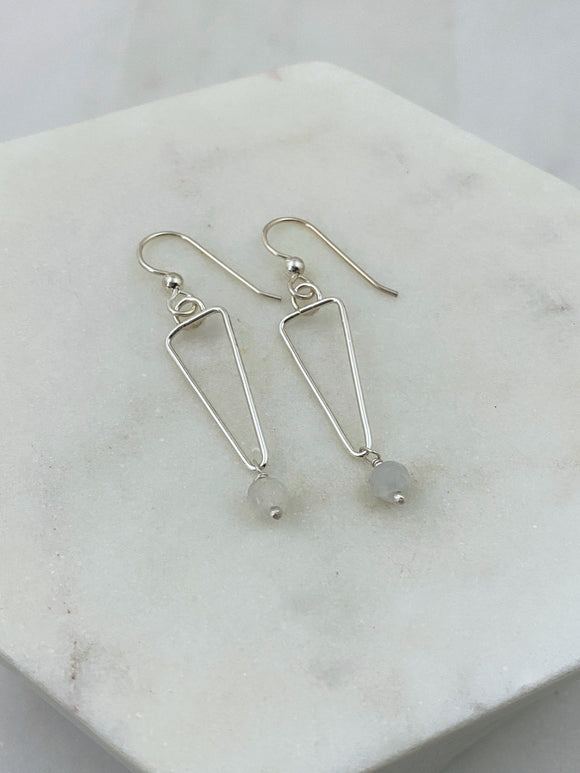 Sterling silver forged earrings with moonstone gemstones