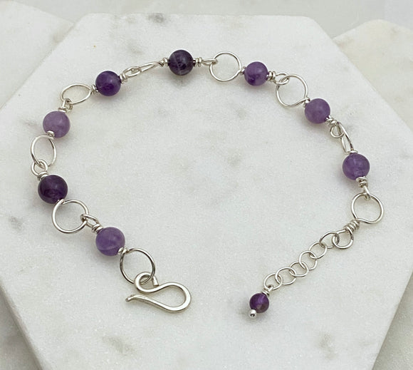 Sterling silver and amethyst bracelet