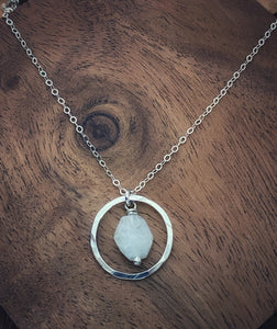 Sterling hoop necklace with moonstone