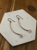 Copper dangle earring with moonstone