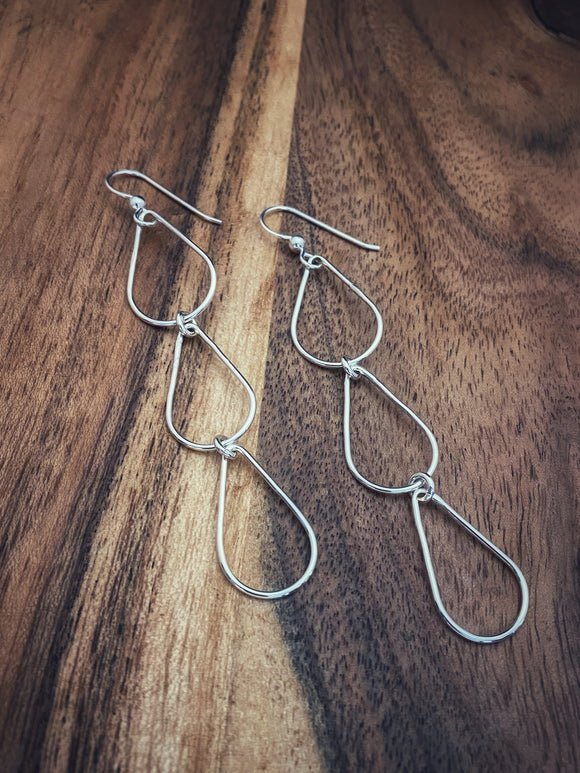 Sterling silver forged raindrop earrings