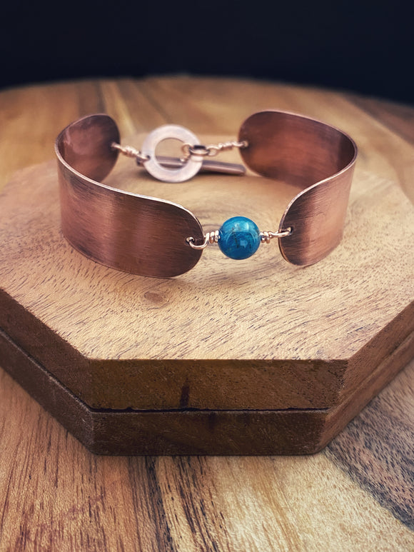 Copper and Apatite cuff bracelet