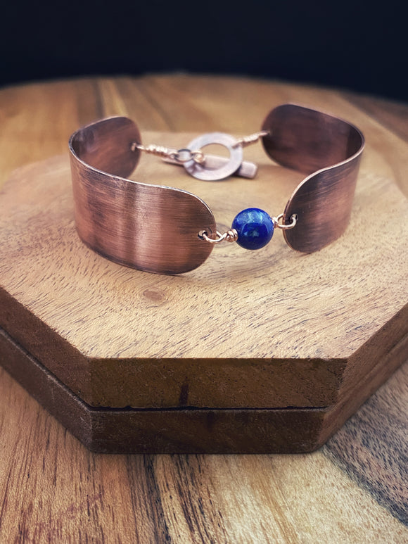 Copper and Lapis cuff bracelet