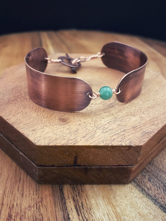 Copper and aventurine cuff bracelet
