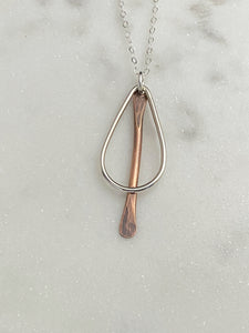 Sterling silver forged teardrop with copper paddle