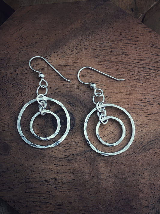 Double hoop sterling silver earrings
