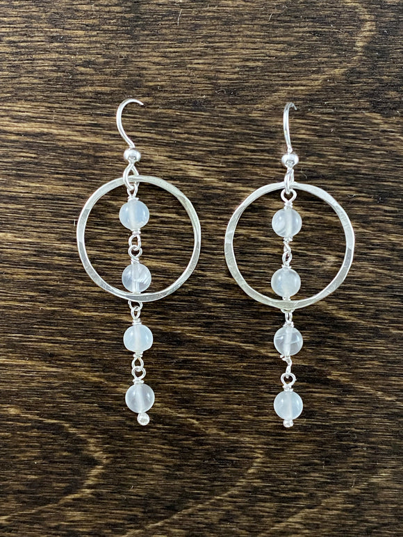 Sterling silver hammer textures and forged hoops quartz