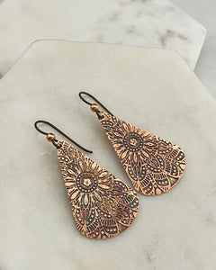 Acid Etched Teardrop Earrings