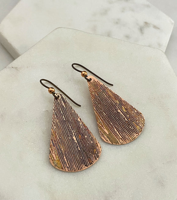 Acid Etched Teardrop Earrings