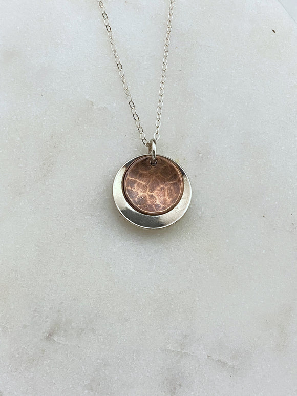 Mixed metal sterling and copper necklace