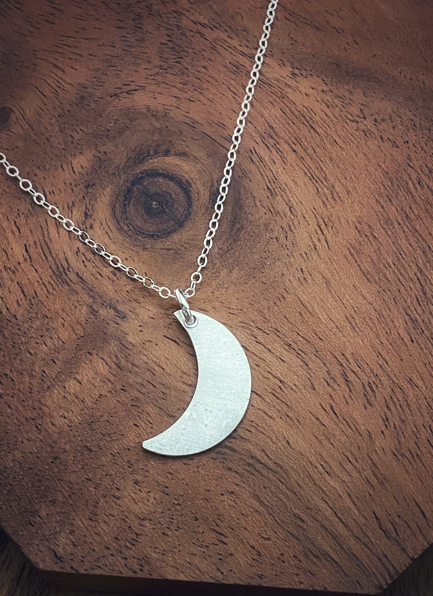 Forged Sterling Silver Moon Necklace