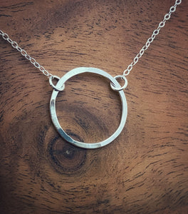 Sterling silver forged hoop necklace