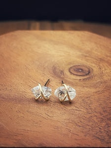 Gold-fill wrapped Herkimer Diamond studs