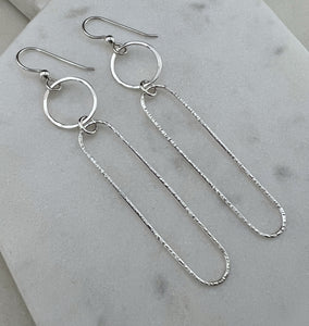 Forged sterling hoop and oval earrings