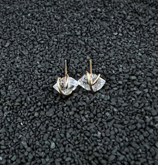 Gold-fill wrapped Herkimer Diamond studs