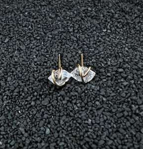 Gold-fill wrapped Herkimer Diamond studs