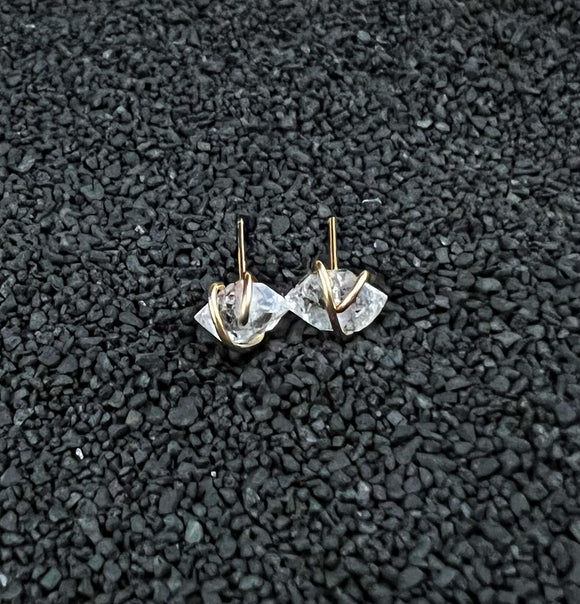 Gold-fill wrapped Herkimer Diamond studs
