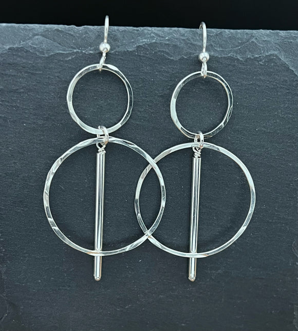 Sterling silver double hoop earrings with tube