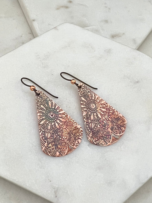 Acid Etched Teardrop Earrings