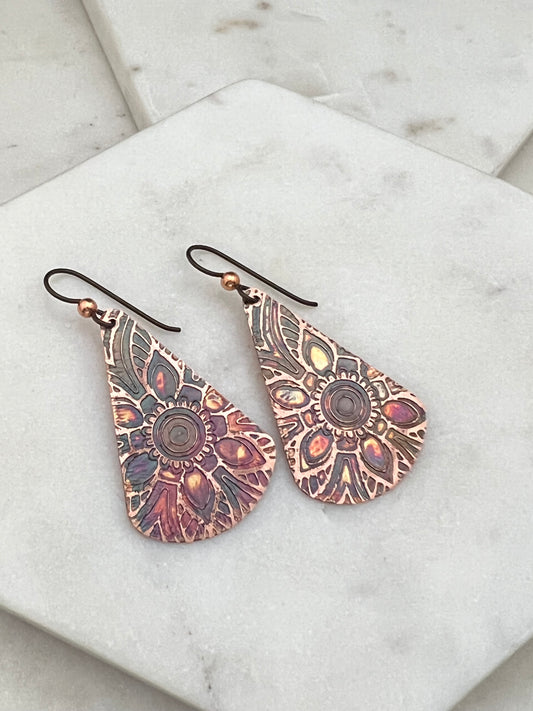 Acid Etched Teardrop Earrings