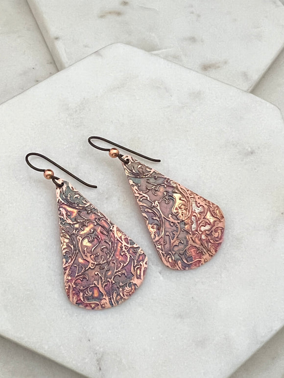 Acid Etched Teardrop Earrings