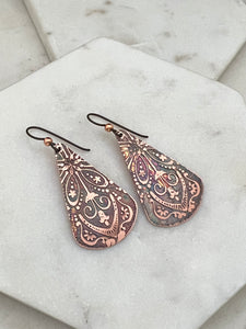 Acid Etched Teardrop Earrings