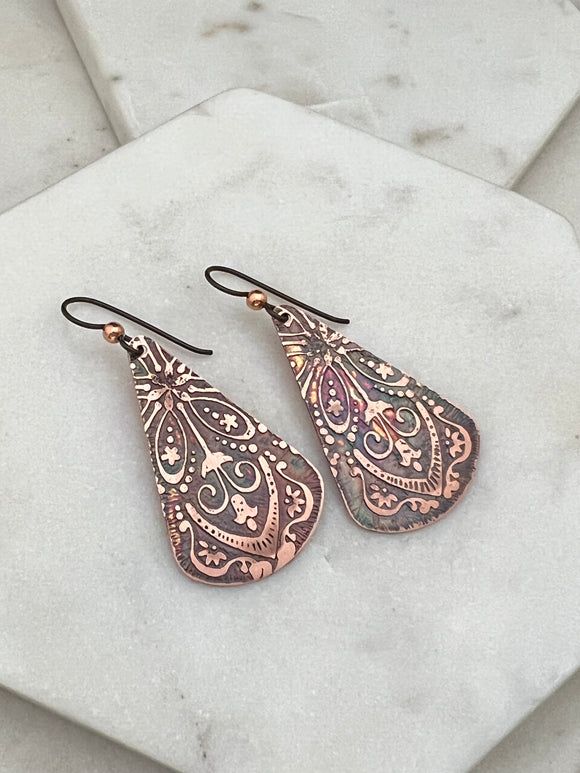 Acid Etched Teardrop Earrings