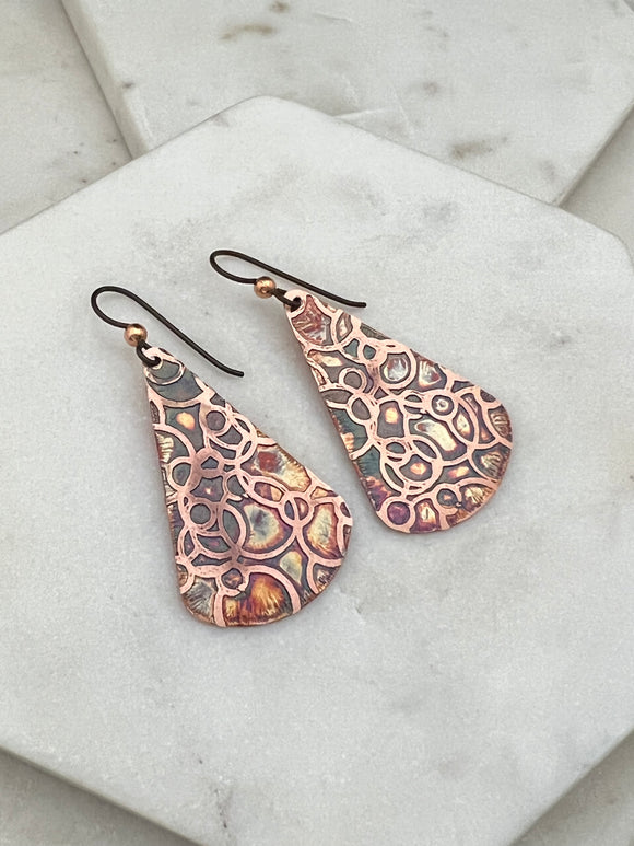 Acid Etched Teardrop Earrings