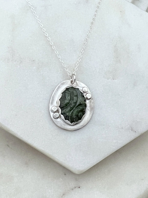 Jade and sterling silver necklace