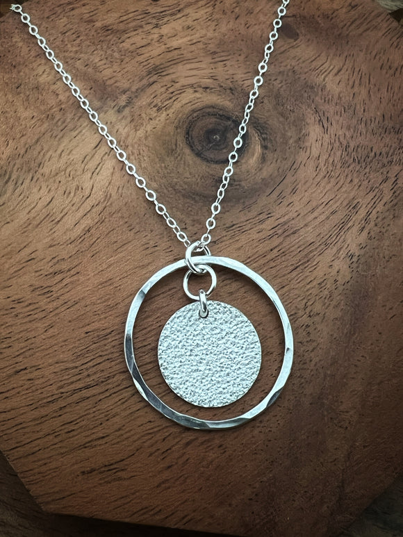 Sterling silver hoop with disk