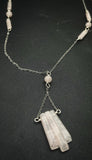 Rose quartz and sterling silver necklace