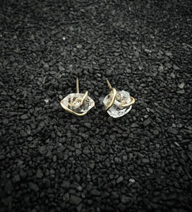 Gold-fill wrapped Herkimer Diamond studs