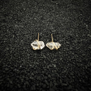 Gold-fill wrapped Herkimer Diamond studs