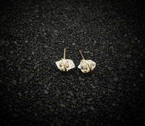 Gold-fill wrapped Herkimer Diamond studs