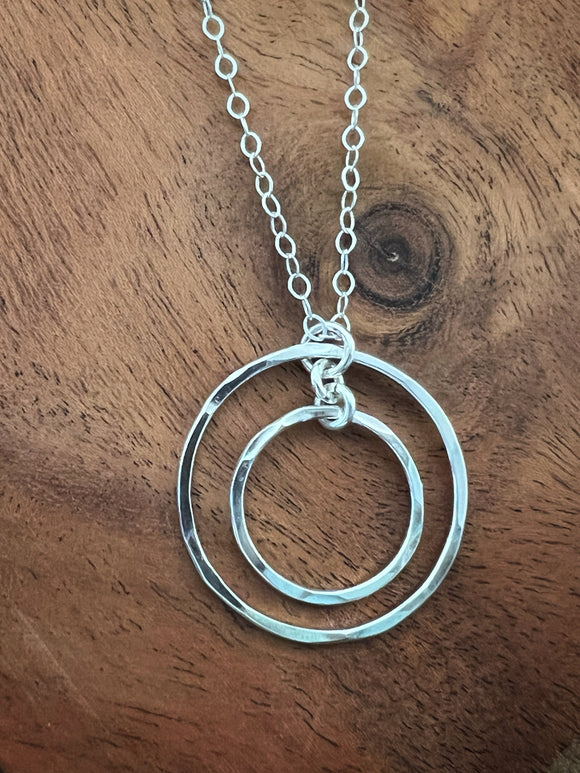 Forged sterling double hoop necklace