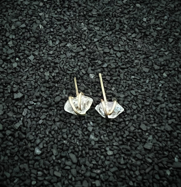 Gold-fill wrapped Herkimer diamond studs
