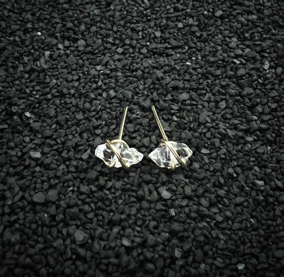 Gold-fill wrapped Herkimer diamond studs