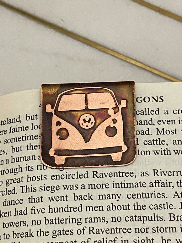 Acid etched copper VW bookmark