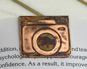 Acid etched copper camera bookmark