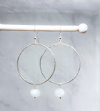 Sterling silver hoop earrings with moonstone
