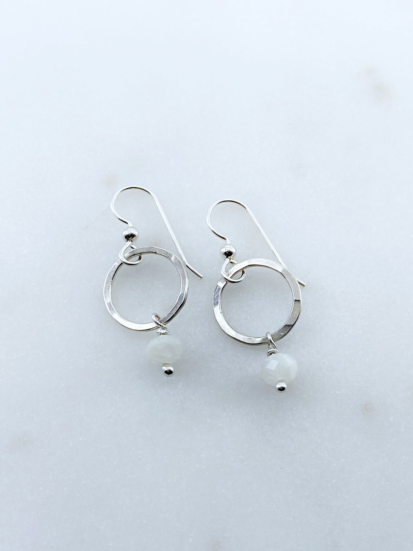 Sterling silver hoop earrings with moonstone