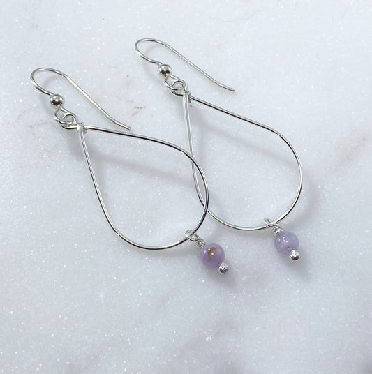 Sterling silver teardrop earrings with amethyst