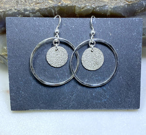 Forged sterling hoops with sterling disk