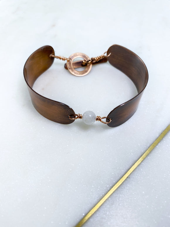 Copper and moonstone bracelet