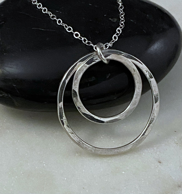 Sterling silver double hoop necklace