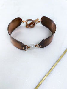 Copper and moonstone bracelet