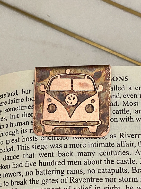 Acid etched copper VW bookmark
