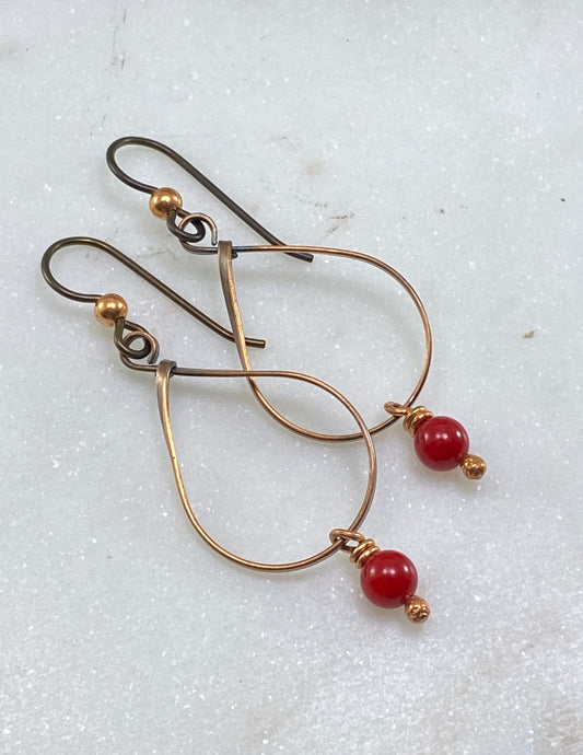 Copper teardrop earring