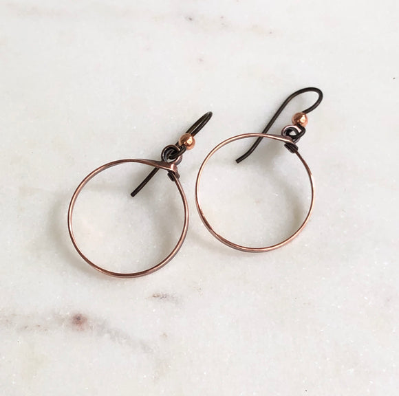 Medium copper hoop earrings