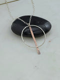 Sterling silver forged hoop necklace with copper paddle